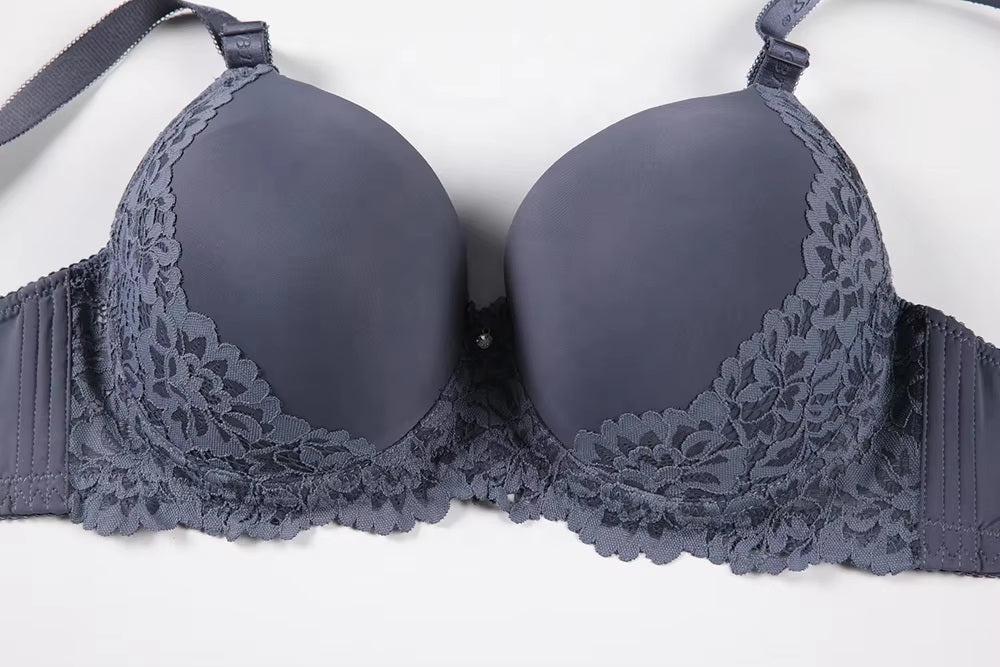 Luxury Lace D Cup Push-Up Bra with Adjustable Straps